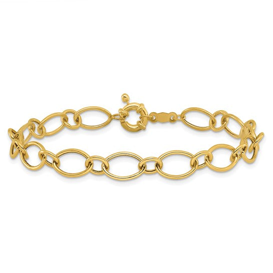 Gold Oval and Circle Link Bracelet