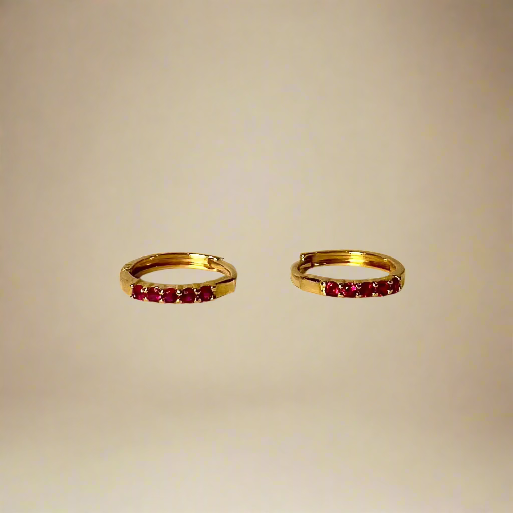 Ruby Gold Hoops