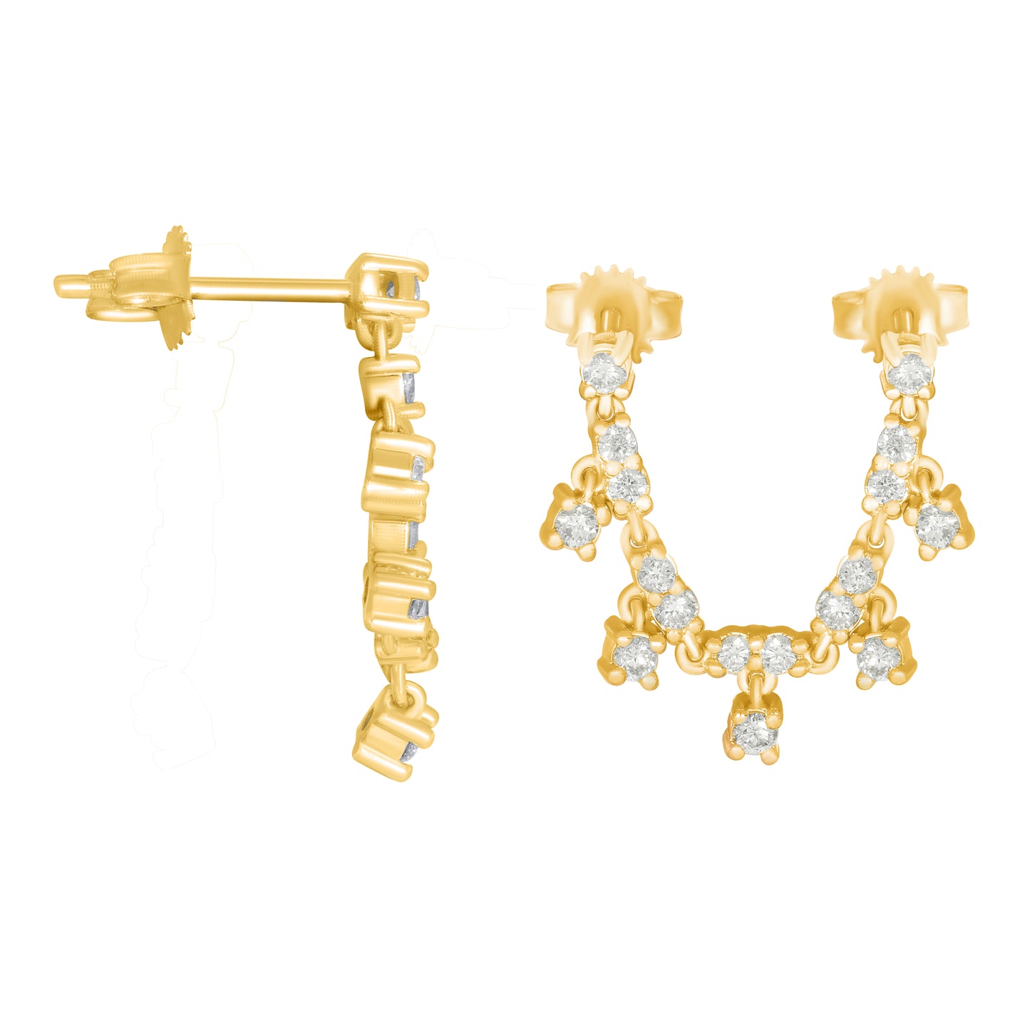 Gold Chain Drop Diamond Earrings