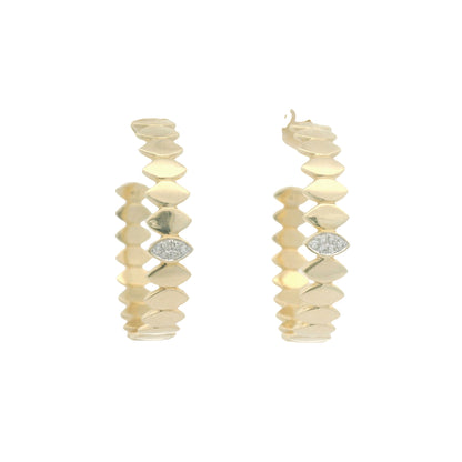 Gold Hoop Earrings with Diamond Marquise Accents