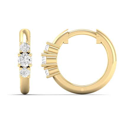 Gold Three-Stone Diamond Huggies