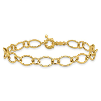 Gold Oval and Circle Link Bracelet