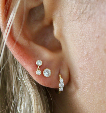 Gold Three-Stone Diamond Huggies