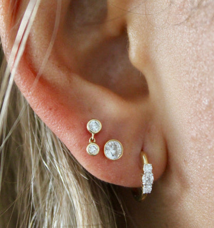 Gold Double Bezel Diamond Studs
