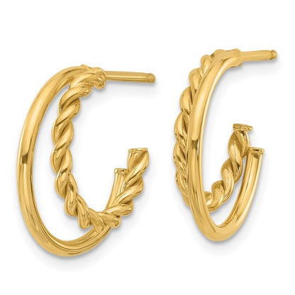 Double Twisted Rope Half-Hoop Earrings