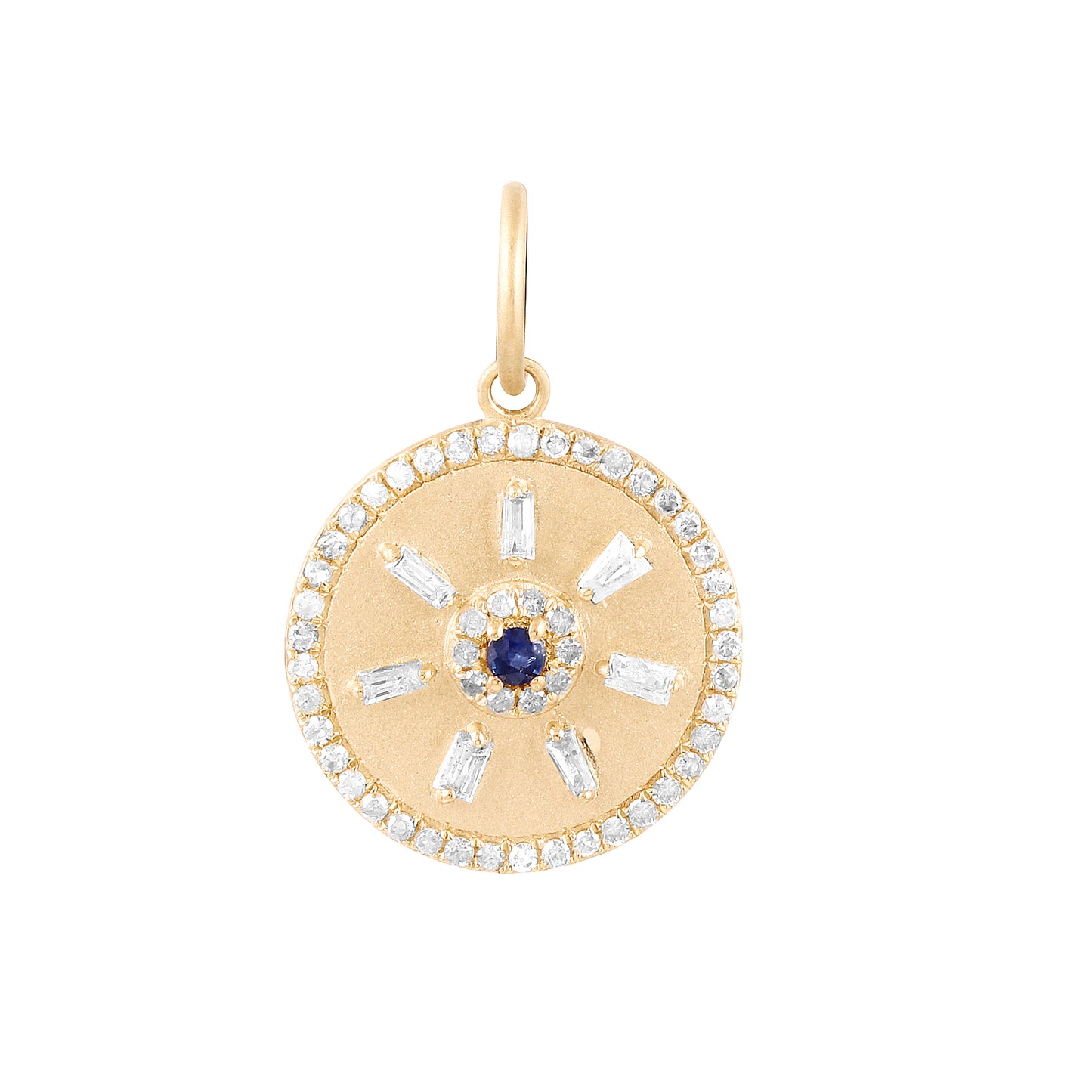 Gold Medallion Pendant with Sapphire and Diamonds