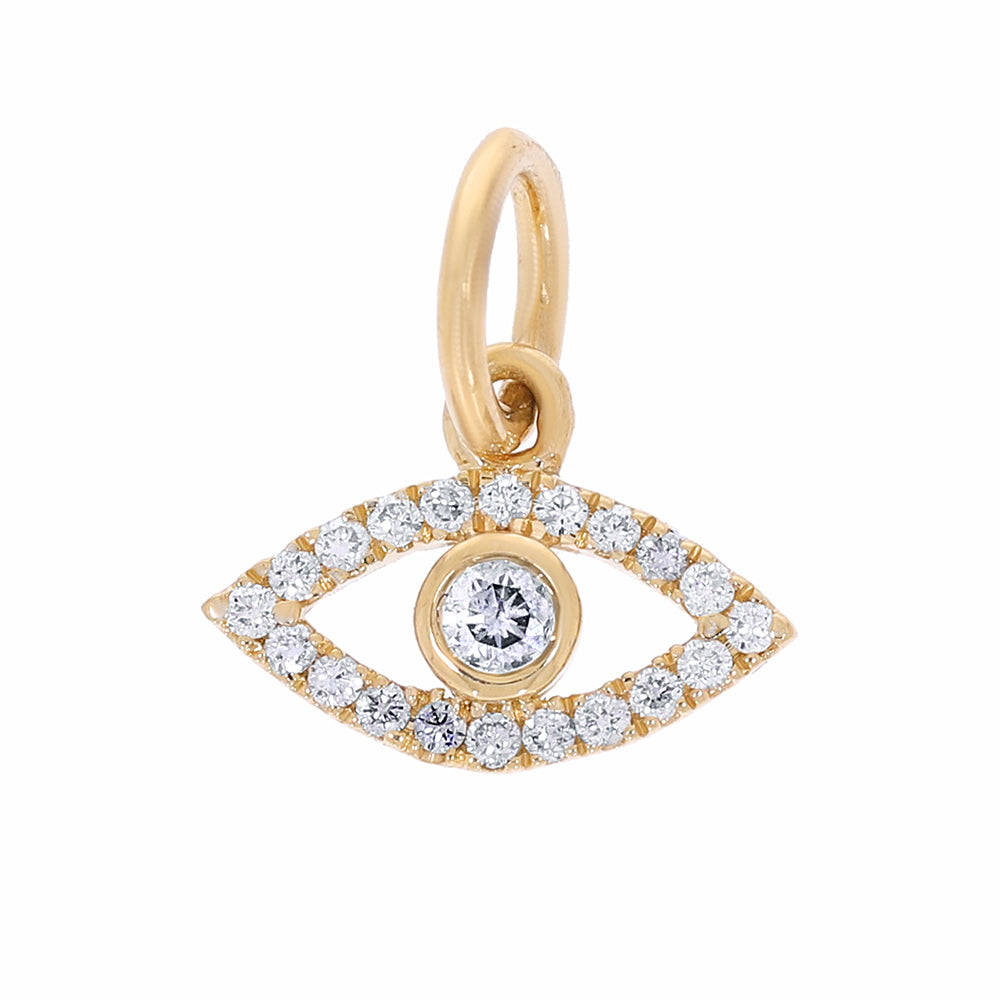 Gold Evil Eye Charm With Diamonds