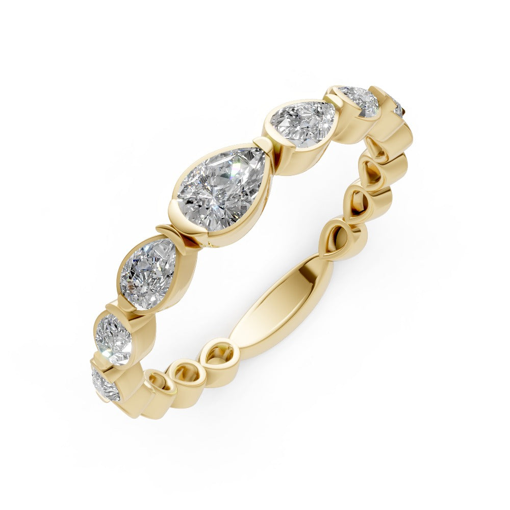 Gold Ring with Pear-Shaped Diamonds