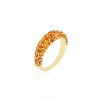 Gold Dome Ring With Citrine Stones