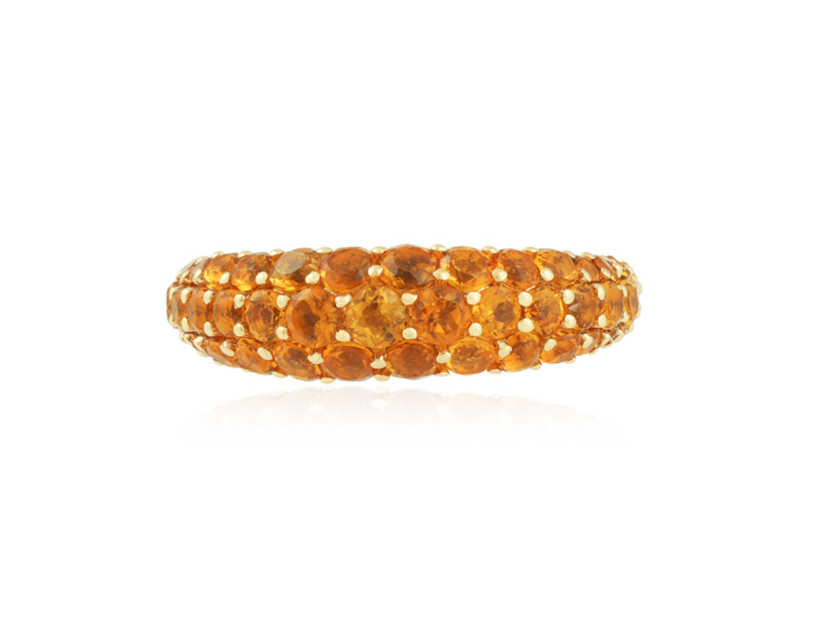 Gold Dome Ring With Citrine Stones
