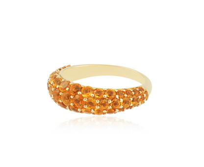 Gold Dome Ring With Citrine Stones