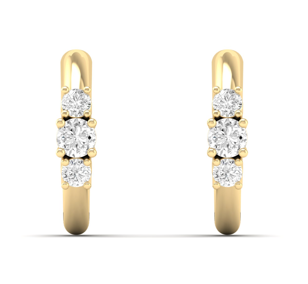 Gold Three-Stone Diamond Huggies