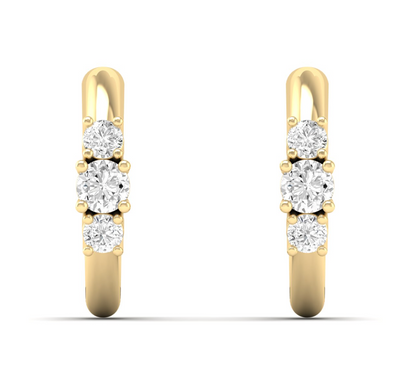 Gold Three-Stone Diamond Huggies