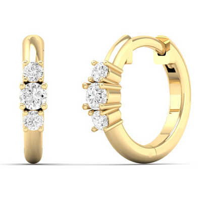 Gold Three-Stone Diamond Huggies