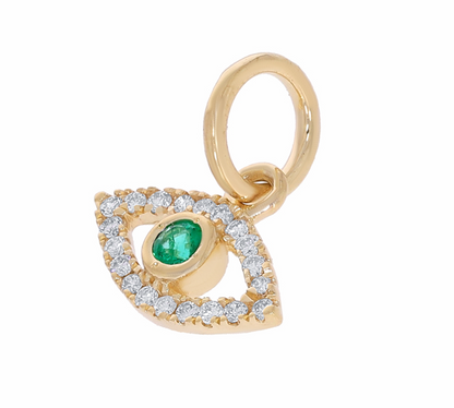 Gold Emerald Evil Eye Charm