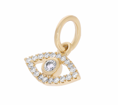 Gold Evil Eye Charm With Diamonds