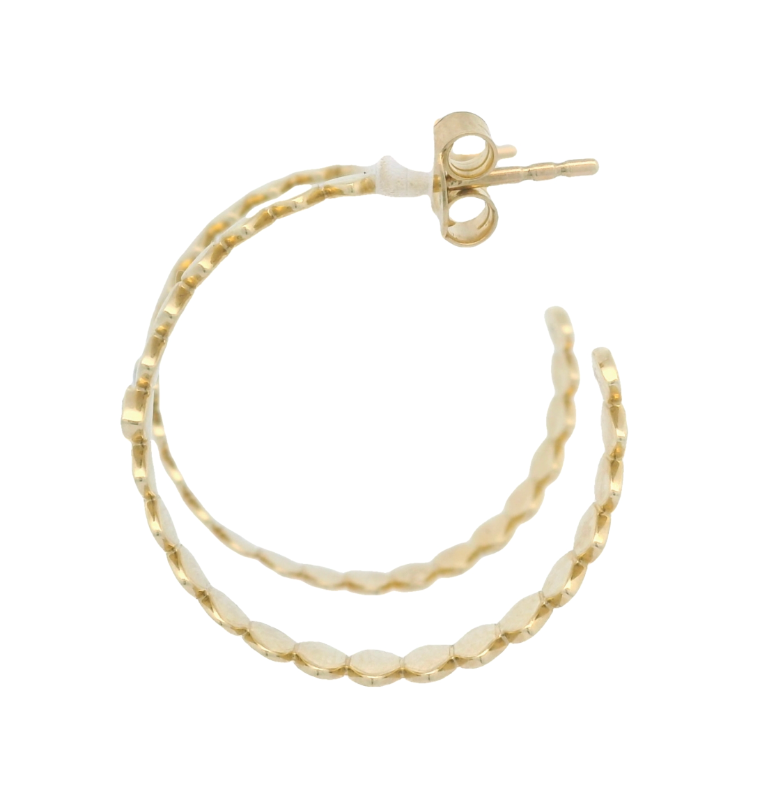 Gold Hoop Earrings with Diamond Marquise Accents