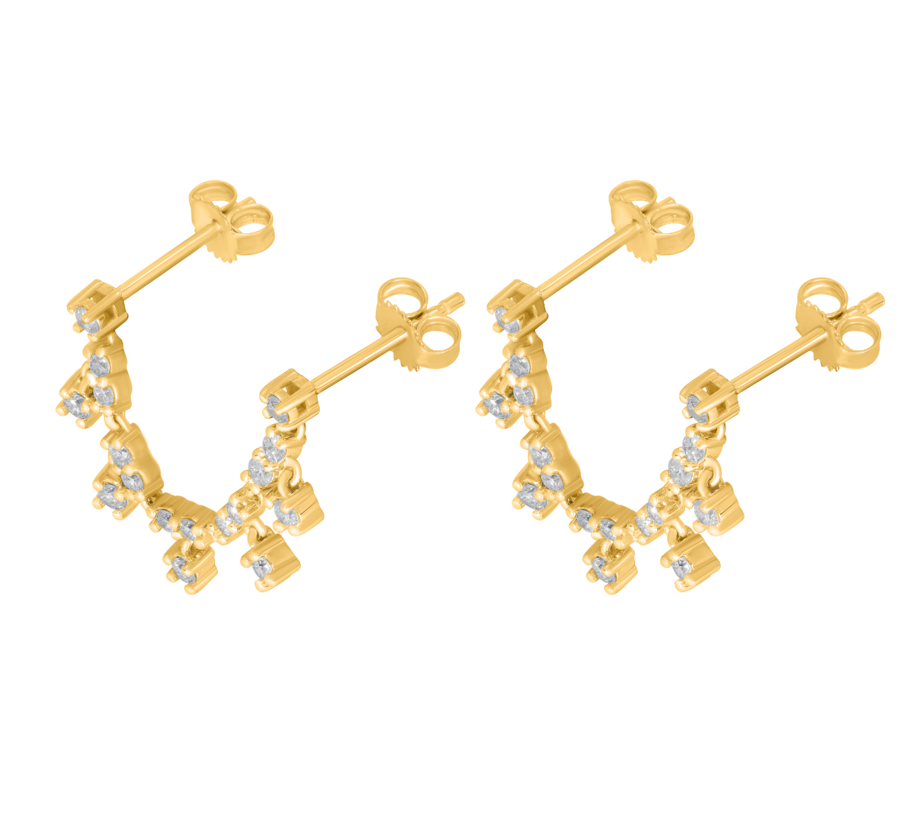 Gold Chain Drop Diamond Earrings