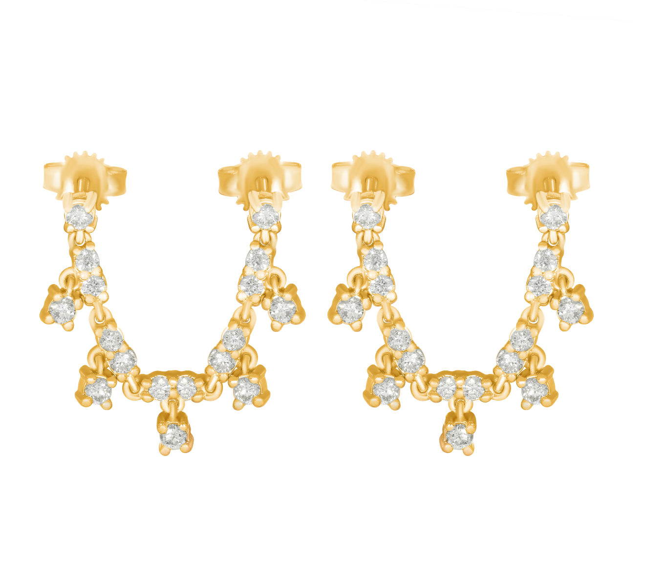 Gold Chain Drop Diamond Earrings