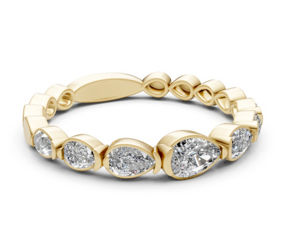 Gold Ring with Pear-Shaped Diamonds