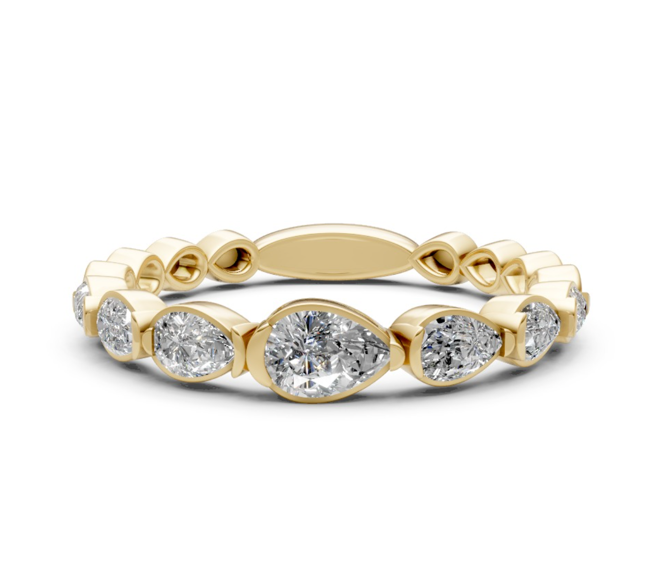 Gold Ring with Pear-Shaped Diamonds