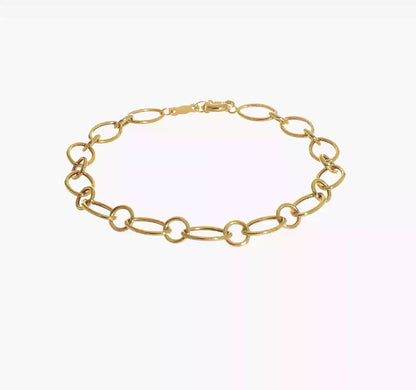 Gold Oval and Circle Link Bracelet